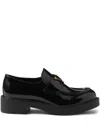 Prada Patent-finish Leather Loafers In Black