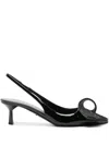 PRADA PRADA PATENT LEATHER AND CRYSTAL DECOLLETE SHOES