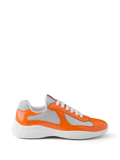 Prada Patent Leather And Technical Fabric America's Cup Sneakers In Animal Print