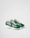 Prada Round Toe Sneakers In Grün / Silber