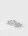 Prada America's Cup Panelled Sneakers In Perlfarben / Silber