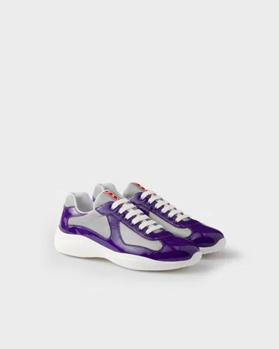 Prada America's Cup Patent-leather Sneakers In Purple