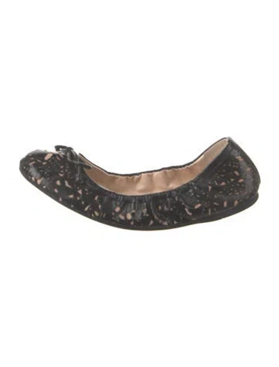 Pre-owned Prada Patent Leather Animal Print Ballet Flats In Black