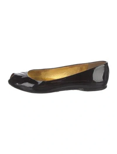 Pre-owned Prada Patent Leather Animal Print Ballet Flats In Black
