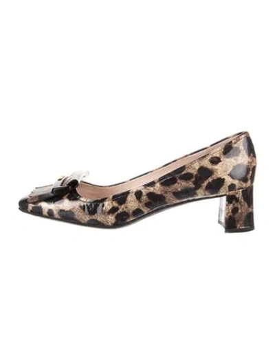 Pre-owned Prada Patent Leather Animal Print Pumps In Black