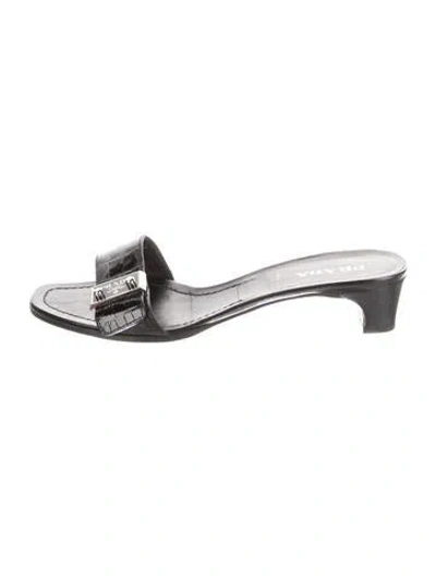 Pre-owned Prada Patent Leather Animal Print Sandals In Black