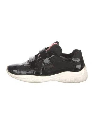 Pre-owned Prada Patent Leather Athletic Sneakers In Black