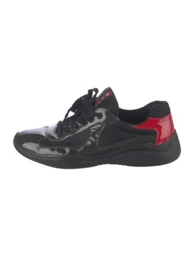Pre-owned Prada Patent Leather Athletic Sneakers In Black