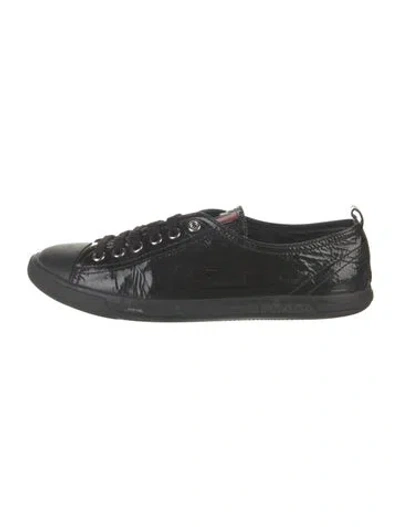 Pre-owned Prada Patent Leather Athletic Sneakers In Black