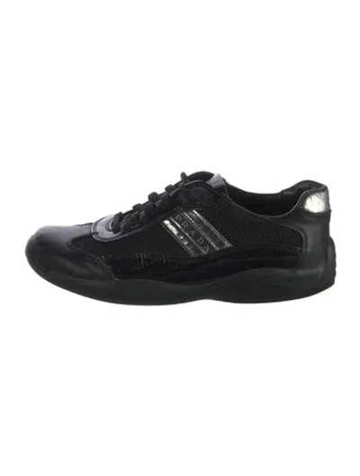Pre-owned Prada Patent Leather Athletic Sneakers In Black