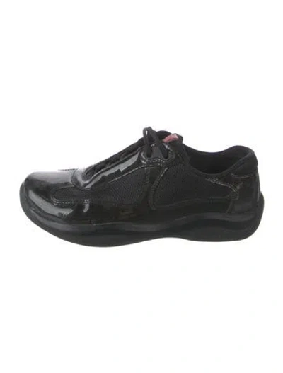 Pre-owned Prada Patent Leather Athletic Sneakers In Black
