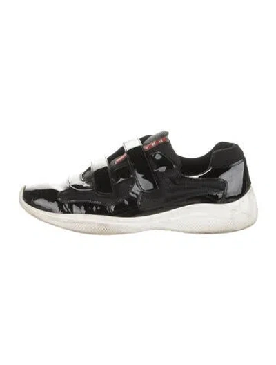 Pre-owned Prada Patent Leather Athletic Sneakers In Black