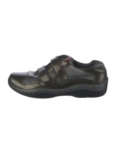Pre-owned Prada Patent Leather Athletic Sneakers In Green
