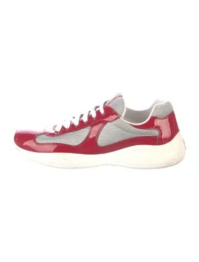 Pre-owned Prada Patent Leather Athletic Sneakers In Grey/red
