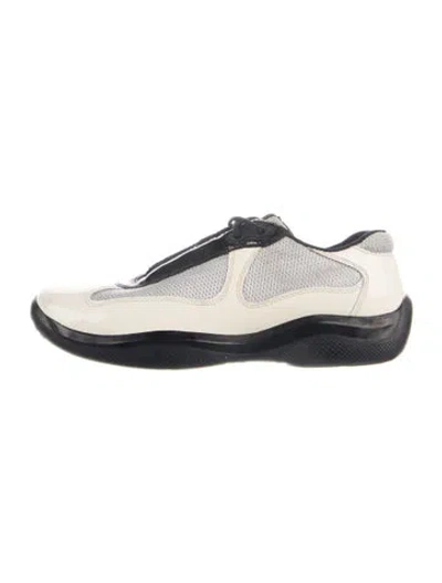 Pre-owned Prada Patent Leather Athletic Sneakers In Neutral