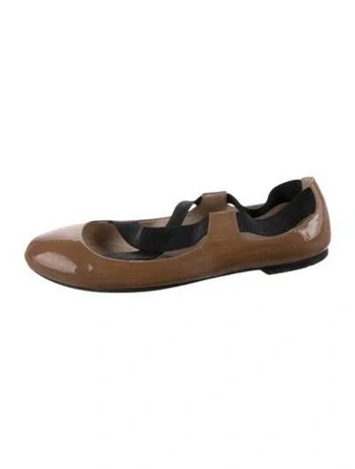 Pre-owned Prada Patent Leather Ballet Flats In Brown