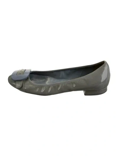 Pre-owned Prada Patent Leather Ballet Flats In Gray