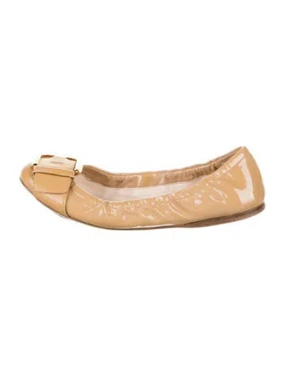 Pre-owned Prada Patent Leather Ballet Flats In Neutral