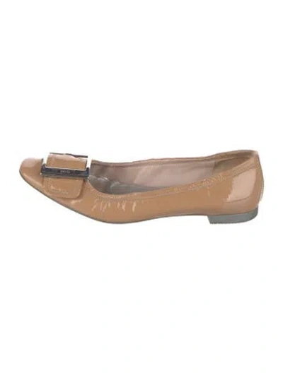Pre-owned Prada Patent Leather Ballet Flats In Neutrals