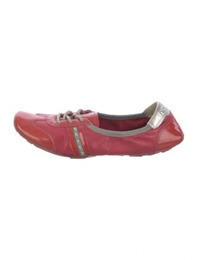 Pre-owned Prada Patent Leather Ballet Flats In Red