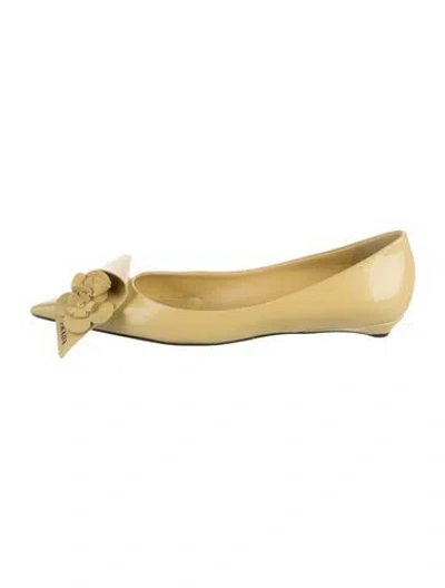 Pre-owned Prada Patent Leather Ballet Flats In Yellow