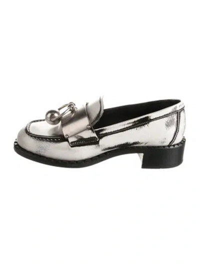 Pre-owned Prada Patent Leather Beaded Accents Loafers In Black