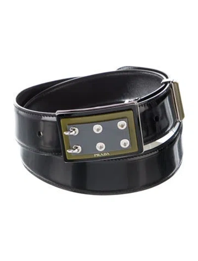 Pre-owned Prada Patent Leather Belt In Black