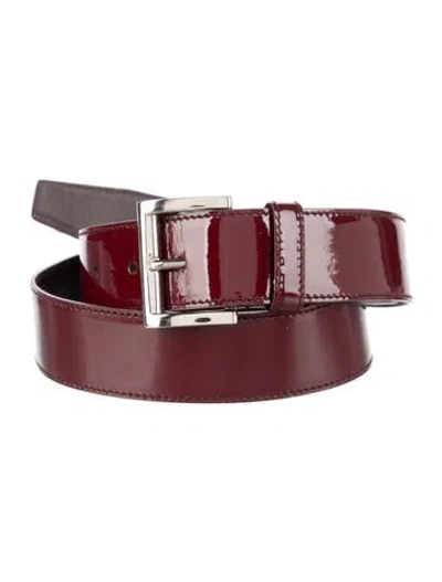 Pre-owned Prada Patent Leather Belt In Burgundy