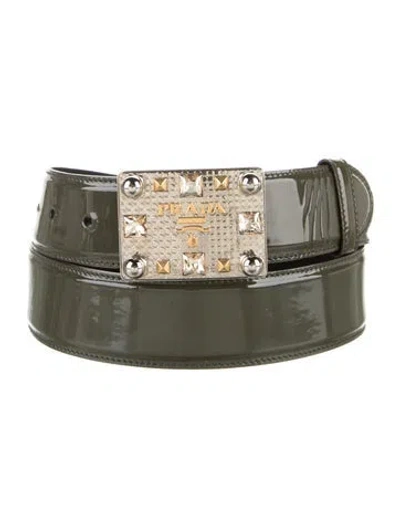 Pre-owned Prada Patent Leather Belt In Green