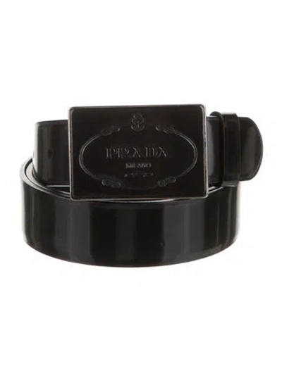 Pre-owned Prada Patent Leather Belt Kit In Black