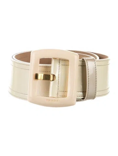 Pre-owned Prada Patent Leather Belt In Neutral