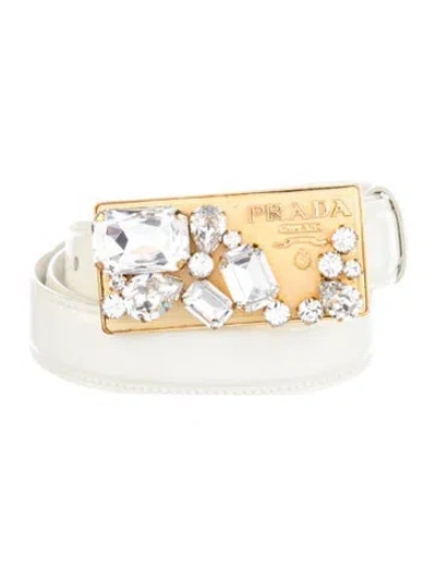 Pre-owned Prada Patent Leather Belt In Neutral