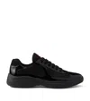 Prada Black Leather New Americas Cup Sneakers In Black