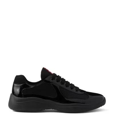 Prada Black Leather New Americas Cup Sneakers