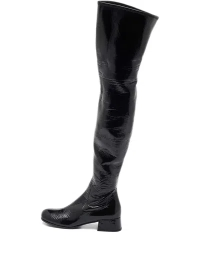 Pre-owned Prada Patent-leather Block-heel Boots