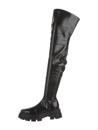 Pre-owned Prada Patent Leather Boots In Black