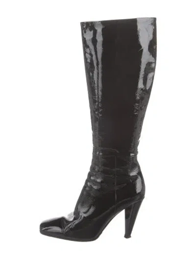 Pre-owned Prada Patent Leather Boots In Black
