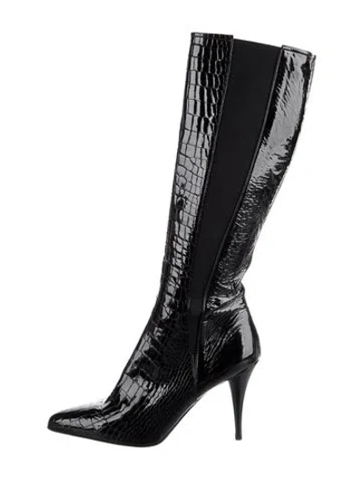 Pre-owned Prada Patent Leather Boots In Black