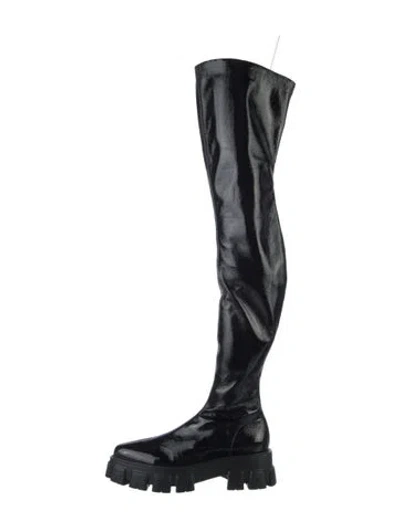 Pre-owned Prada Patent Leather Boots In Black
