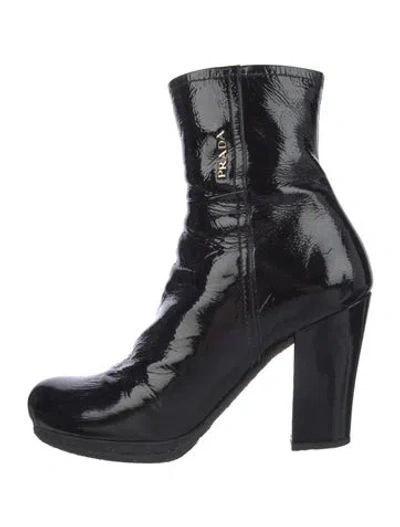 Pre-owned Prada Patent Leather Boots In Black