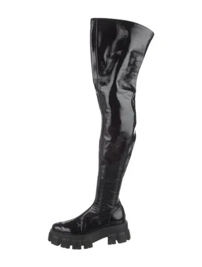 Pre-owned Prada Patent Leather Boots In Black