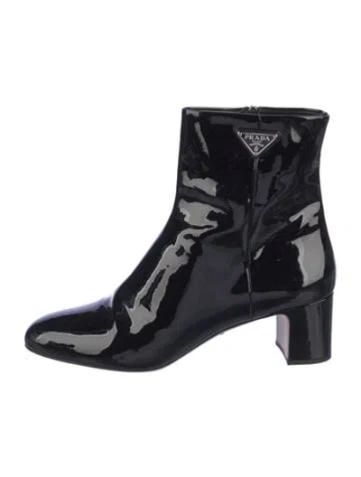 Pre-owned Prada Patent Leather Boots In Black