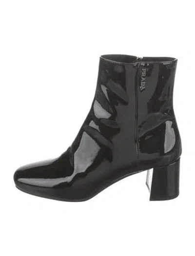 Pre-owned Prada Patent Leather Boots In Black