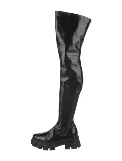 Pre-owned Prada Patent Leather Boots In Black