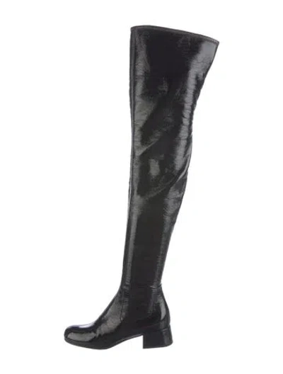 Pre-owned Prada Patent Leather Boots In Black