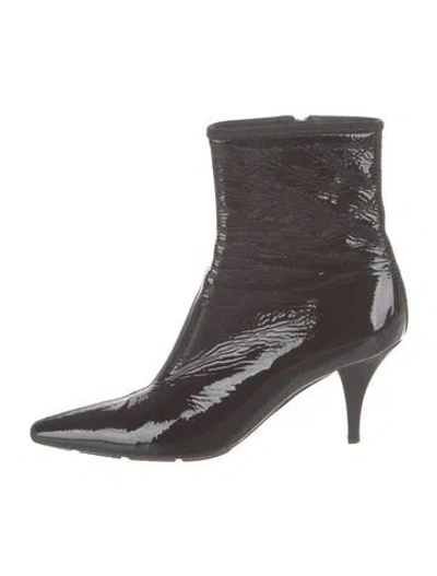 Pre-owned Prada Patent Leather Boots In Black