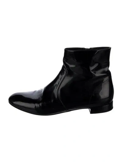 Pre-owned Prada Patent Leather Boots In Black