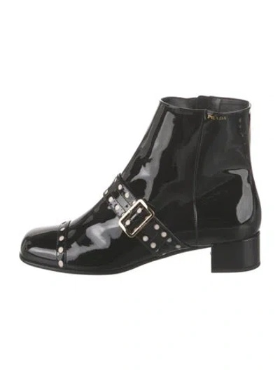 Pre-owned Prada Patent Leather Boots In Black
