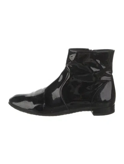 Pre-owned Prada Patent Leather Boots In Black