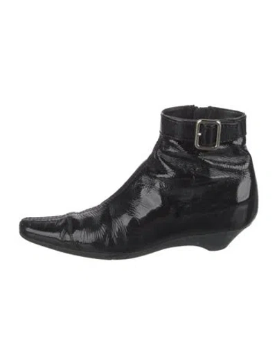 Pre-owned Prada Patent Leather Boots In Black